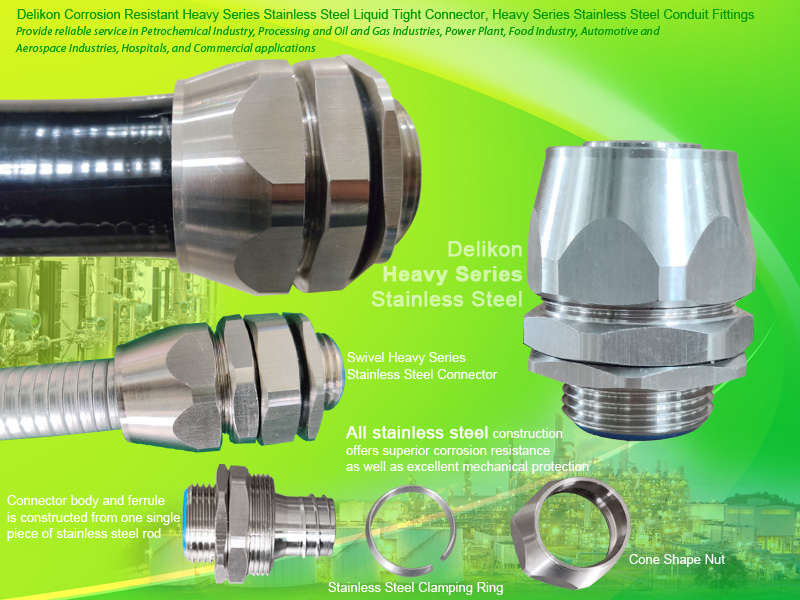 [CN] Delikon High Temperature heavy series Liquid Tight corrosion resistant Stainless Steel Heavy Series connector,stainless steel fittingsheavy series swivel s
